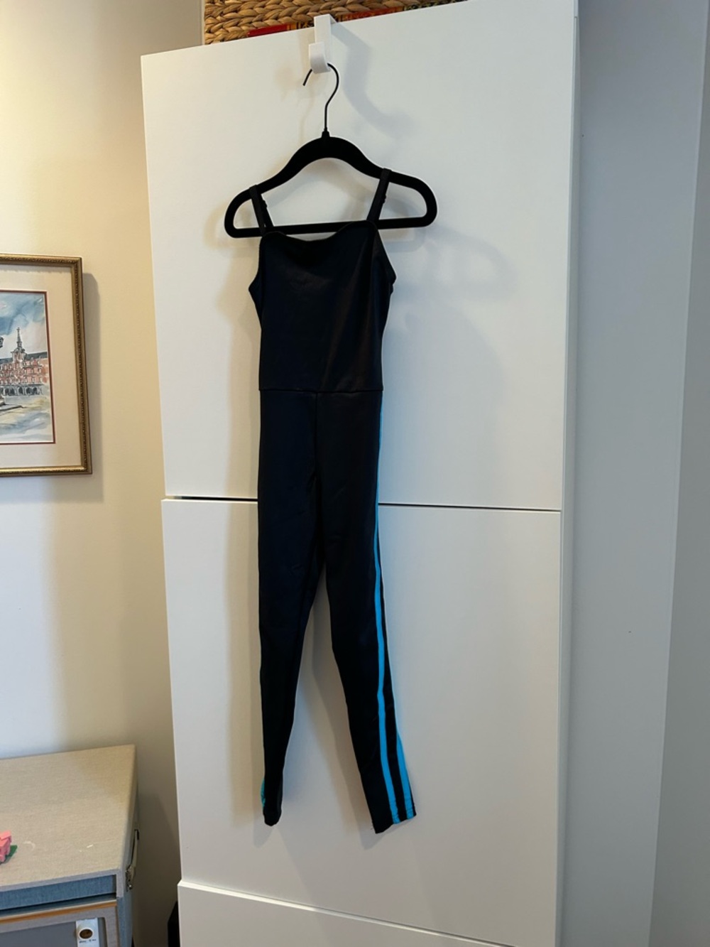 Weissman Black Dancewear Pant-Leotard with Adjustable Straps - Size SC